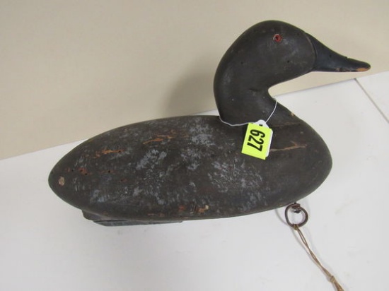Early (St. Clair, MI) Carved Wood Glass Eyed Duck Decoy