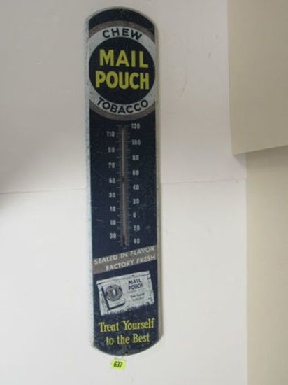 Antique Mail Pouch Tobacco 39" Metal Advertising Thermometer