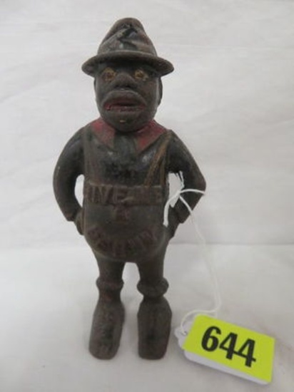 Antique Hubley "Give Me a Penny" Black Americana Cast Iron Bank