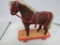 Excellent Antique East German Wooden Horse Pull Toy