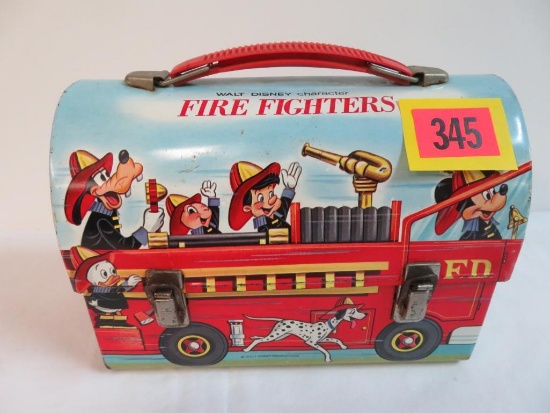Vintage 1950's/60's Disney Fire Fighters Metal Dome Top Lunchbox