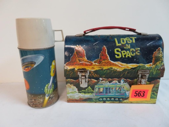 Vintage Lost in Space Metal Dome Top Lunchbox & Thermos