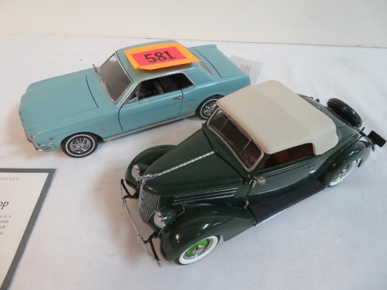 (2) Franklin Mint 1:24 Diecast Models 1964 1/2 Mustang, 1936 Ford