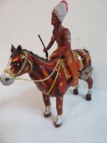 Signed Mikuni (Japan) Tin Wind Up Indian on Horse