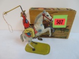 Rare 1940's US Zone Germany Tin Wind Up Cowboy MIB