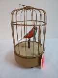 Excellent Tin Litho (Japan) Key Wind Mechanical Bird in Cage