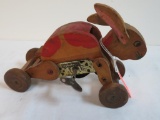 Outstanding Early (Made in Japan) Wooden Wind Up Clockwork Mechanical Rabbit