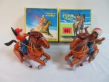 Vintage MTU (Korea) Tin Wind Up Cowboy & Indian. Both MIB