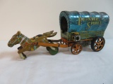 1960's Japan Tin Friction / Battery Pioneer Spirit Covered Wagon
