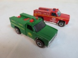 (2) Vintage 1974 Redline Hot Wheels Enamels Fire Truck, Forrest Ranger