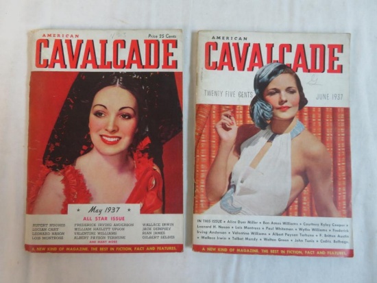 (2) 1937 American Cavalcade Digest Size Magazines with Great Covers