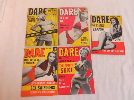 (5) 1950's Dare Men's Pocket Magazines Sophia Loren+