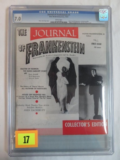 Journal of Frankenstein #1 (New World Enterprises 1959) CGC 7.0 Boris Karloff Biography