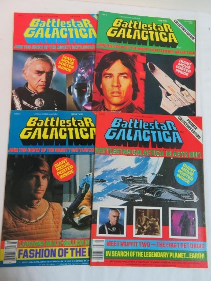 Lot of (4) 1978 - 1979 Battlestar Galactica Movie Poster Magazine (Issues #1 - 4)