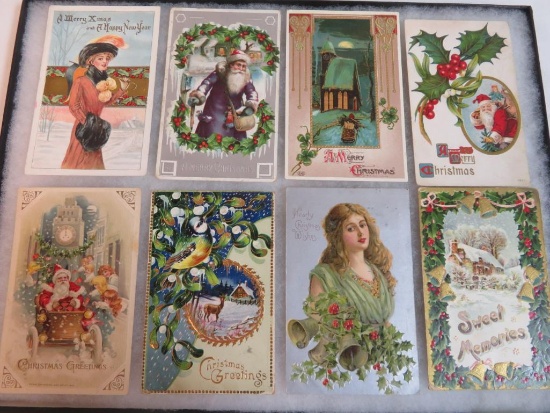 Lot of (8) Antique Christmas Postcards Inc. Purple Santa Claus