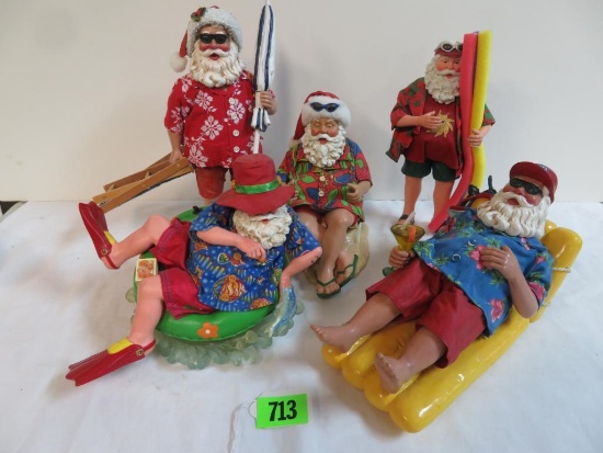 Collection of (6) Assorted Hawaiian Santa Claus Figures