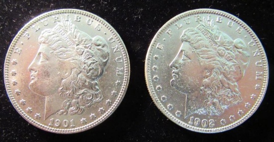 1901-O & 1902-O Morgan Silver Dollars