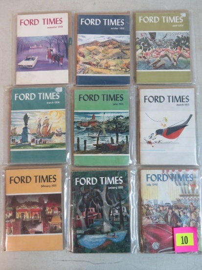 (9) Issues of 1940's- 50's FORD Times Magazine