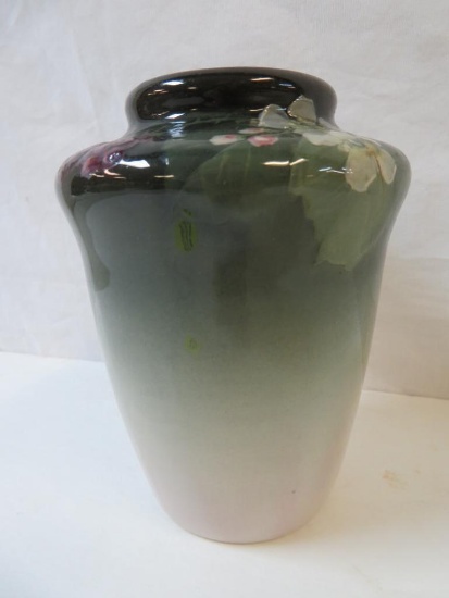 Artist Signed Weller Eocean 7" Vase with Hand Painted Raspberries