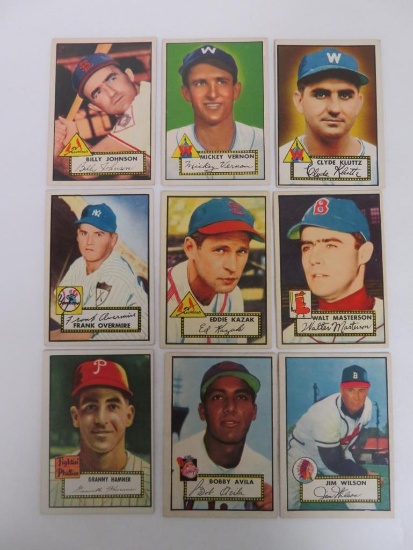 Lot (9) 1952 Topps Baseball Cards