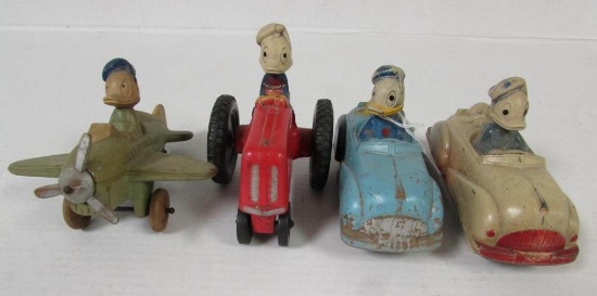 Antique 1930's/40's Sun Rubber Disney Donald Duck toy Grouping