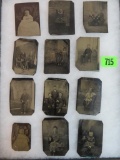 Case Lot of (12) Antique Tin Type Photos Includes Children & Adults