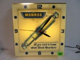 Vintage Monroe Shock Absorbers Lighted Advertising Clock