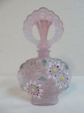 Beautiful Fenton Hand Painted Pink Satin Perfume Bottle