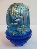 Beautiful Fenton Favrene Nativity Fairy Lamp, Artist Signed