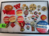 Estate Found Collection of 1940's Pin Backs Inc. Sports and Political