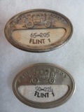 Lot of (2) Fisher Body Flint 1 Plant Employee Worker Badges