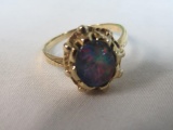Beautiful Ladies 14K Gold Cocktail Ring with Multicolor Stone, total wt. 3.4