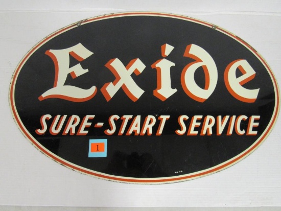 Outstanding Dated 1939 Exide Batteries Double Sided Metal Sign
