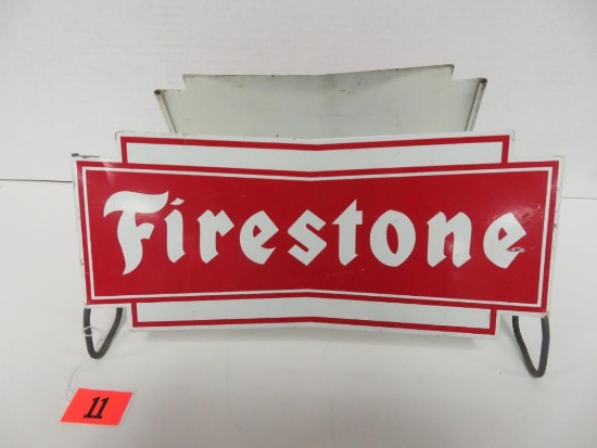 Vintage Firestone Tires Metal Dbl. Sided Tire Rack/ Stand
