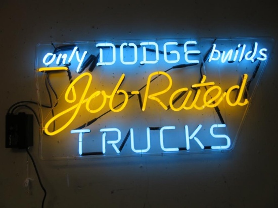 Dodge Job Rated Trucks 2-Color Skeletal Neon Sign 20 x 42 with Transformer