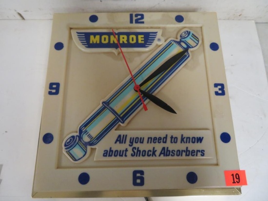 Vintage Monroe Shocks Dualite Light Up Advertising Clock