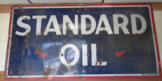 Antique Standard Oil Porcelain Service Station Sign 4ft x 8ft