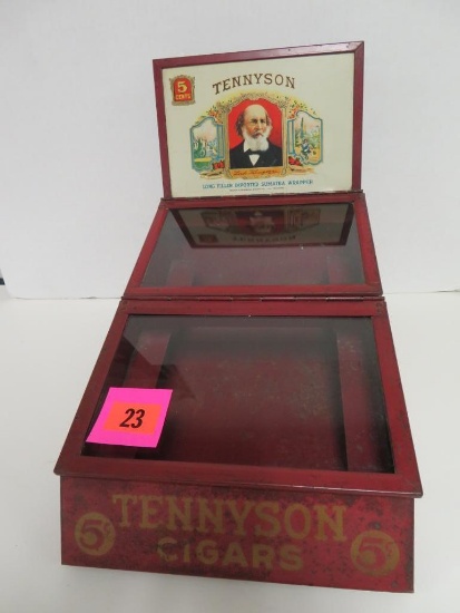 Excellent Antique Tennyson Cigars Metal Display Cabinet/ 5 cent