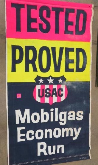 Vintage Tested Proved Mobilgas Service Station Banner