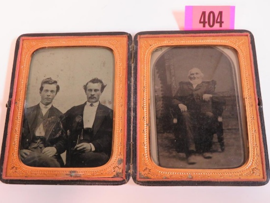 Pair of 1800's Tin Type Photos in Hinged Case