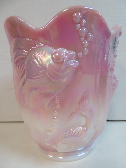 Beautiful Fenton Iridized Rosalene Atlantis Vase