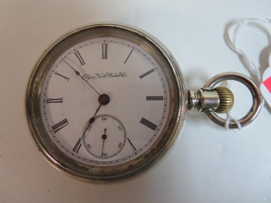 Antique 1890's Elgin 15J Size 18 Sidewinder Pocket Watch
