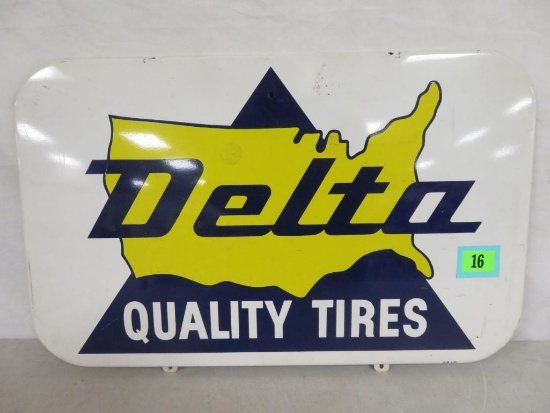 Vintage 1969 Dated Delta Tires Metal Sign