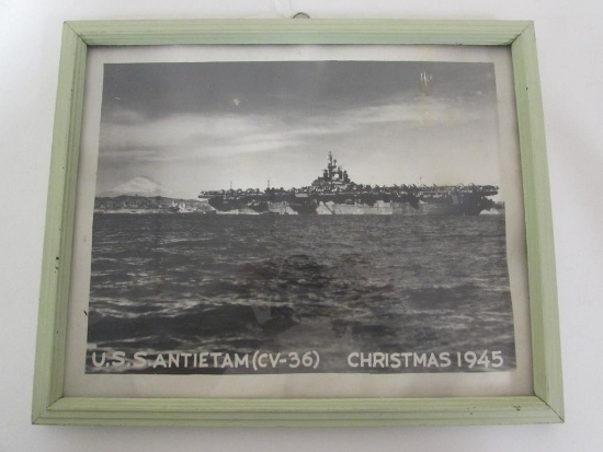 Christmas 1945 Framed USS Antietam (CV-36) Photo