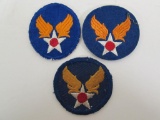 (3) WWII AAF Patch Variations - felt, twill, and fully embroidered