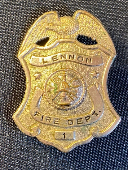 Antique Lennon (MI) Fire Department Badge (#1)