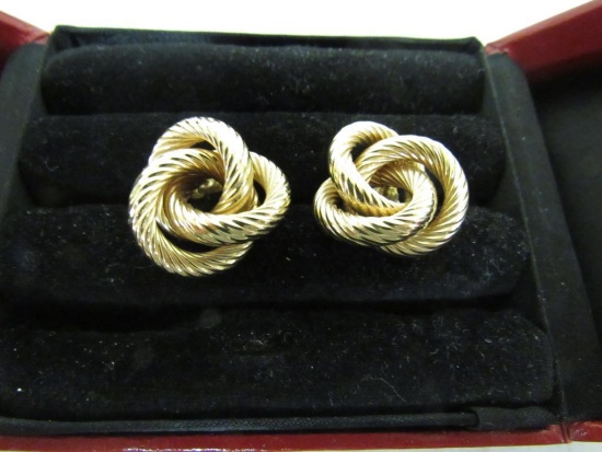 Beautiful 14K Gold Knot Pierced Earrings Total wt. 6.62 Grams.