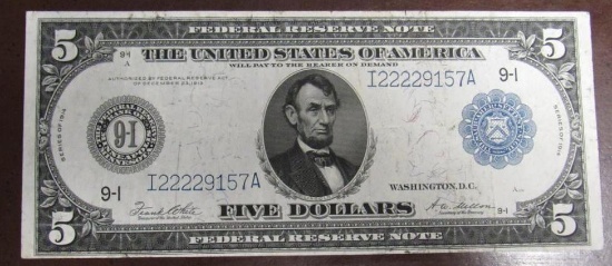 1914 $5.00 Large Size Federal Reserve Note