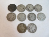 Barber Silver Quarter Group of (10)