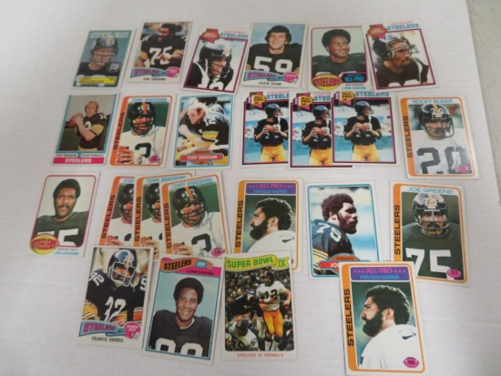 Lot (24) 1974 - 1983 Topps Pittsburgh Steelers Cards. Bradshaw, Mean Joe, Franco++